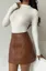 Brown High Rise Pu A-Line Skirt