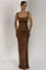 Brown Solid Draped Mermaid Maxi Dress