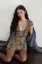 Brown Floral V-Neck Mini Dress