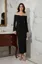 Black Off Shoulder A-Line Maxi Dress