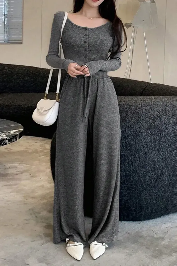 Grey Solid Co-Ord Set - Image 1