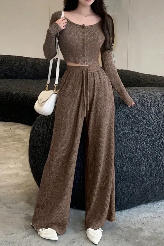 Dark Brown Solid Co-Ord Set - Image 1