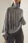 Grey Solid Crochet Turtleneck Sweater