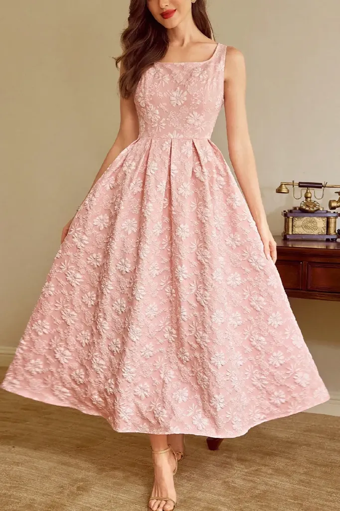 Light Pink Floral Embroidered Maxi Dress - Image 1