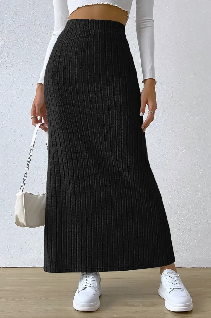 Black High Rise Maxi Skirt - Image 1