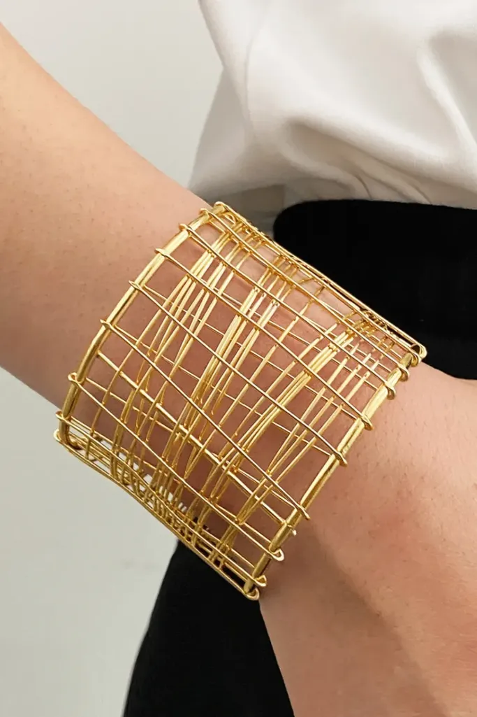 Golden Abstract Cuff Bracelet - Image 1