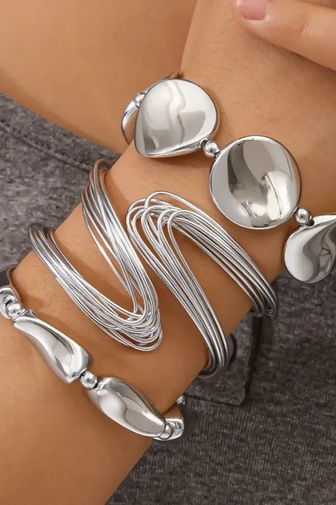 Silver Statement Set Of 3 Bracelets - Image 1