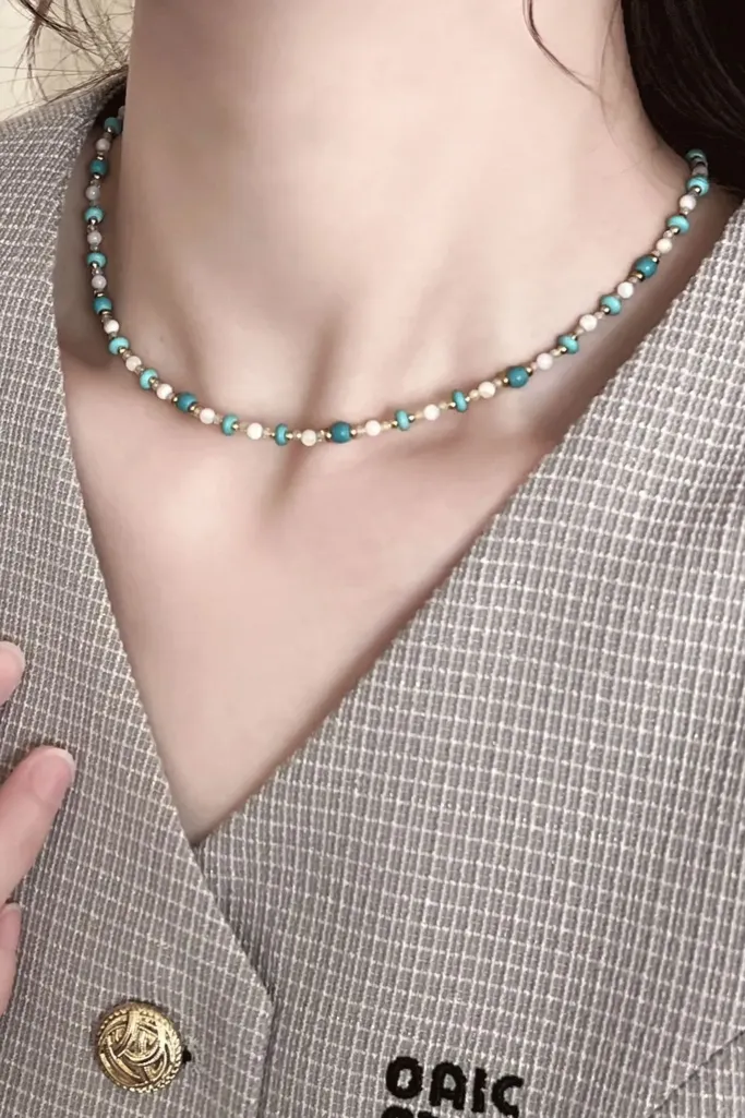 Multicolour Azure Beaded Choker Necklace - Image 1