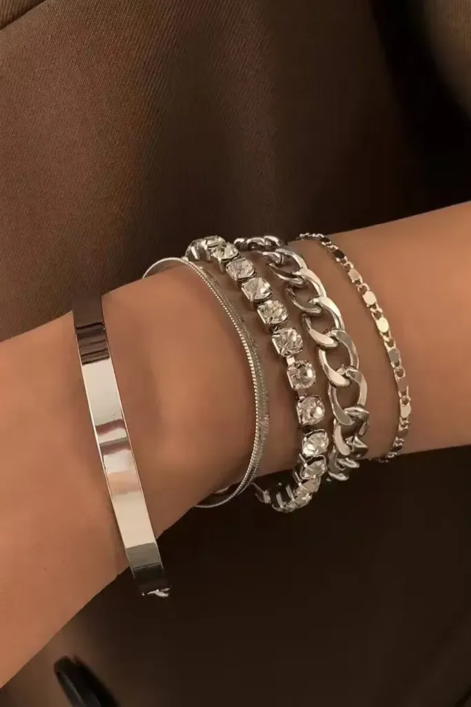 Silver Elegance Set Of 5 Bracelet - Image 1