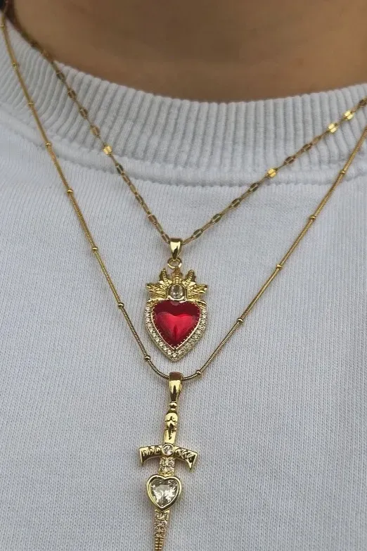 Golden Layered Pendant Necklace - Image 1