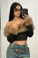 Black Off-Shoulder Faux Fur Crop Top