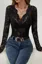 Black Scallop Neck Lace Top