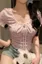 Light Pink Floral Tie Up Top