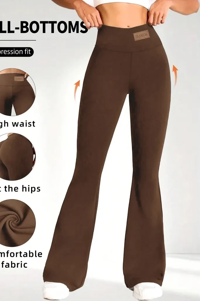 Brown High-Rise Bootcut Trousers - Image 1