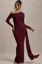 Wine Draped Bodycon Maxi Dress
