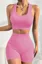 Light Pink Solid Fitted Crop Co-Ord Set