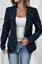 Dark Blue Floral Lapel Collar Blazer