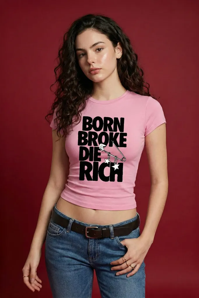 Pink Typography Crew Neck T-Shirt - Image 1