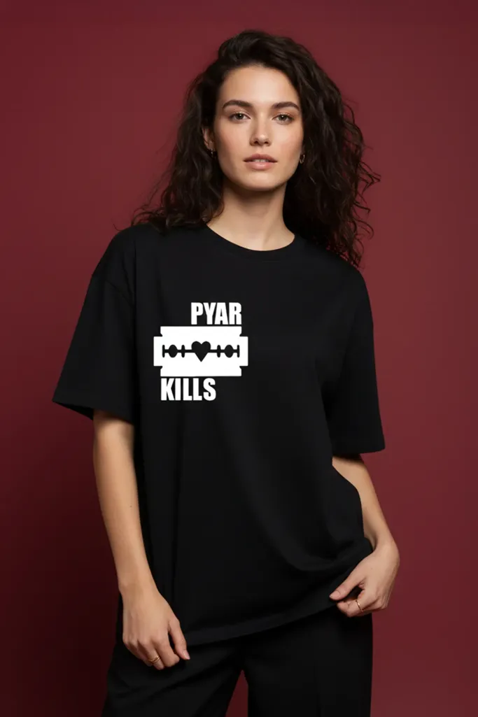 Black Typography Crew Neck T-Shirt - Image 1