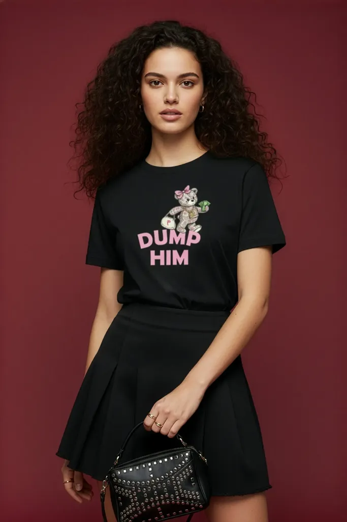 Black Typography Crew Neck T-Shirt - Image 1