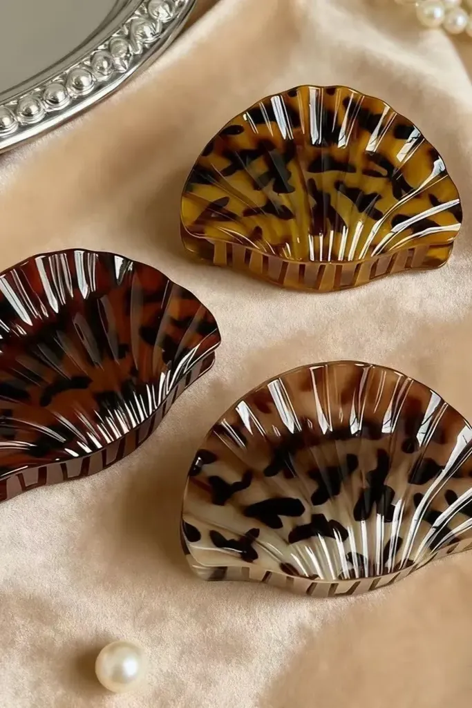 Brown Animal Print Set Of 3 Hair Clips - Image 1