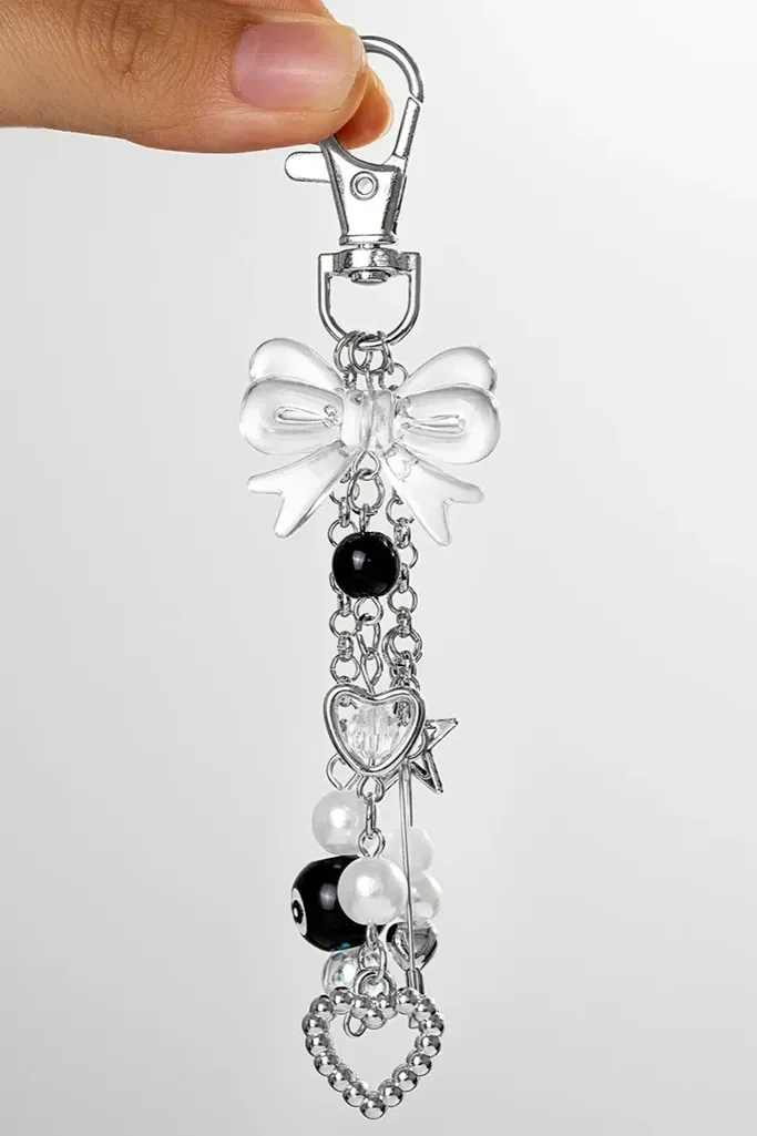 Silver Bow And Stars Bag Charm - Image 1