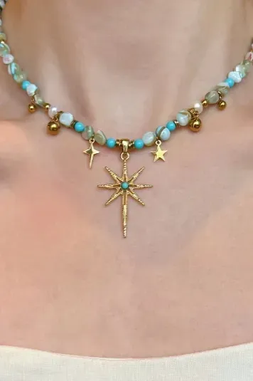 Golden Star Beaded Necklace - Image 1