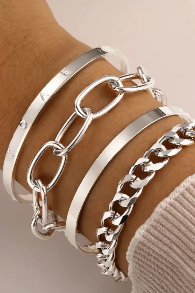 Silver Chic Set Of 4 Bracelets - Image 1