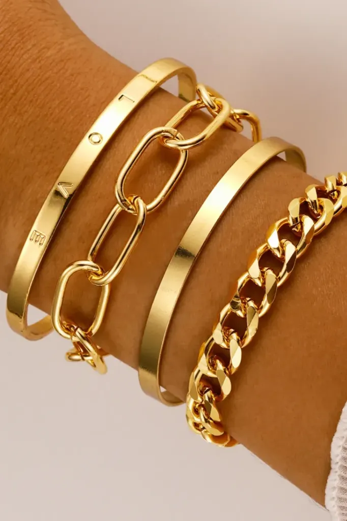 Golden Elegance Set Of 4 Bracelets - Image 1