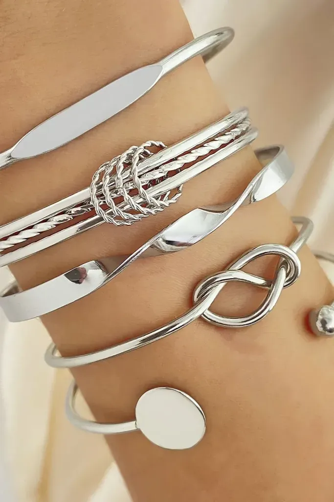 Silver Elegance Set Of 5 Bracelet - Image 1