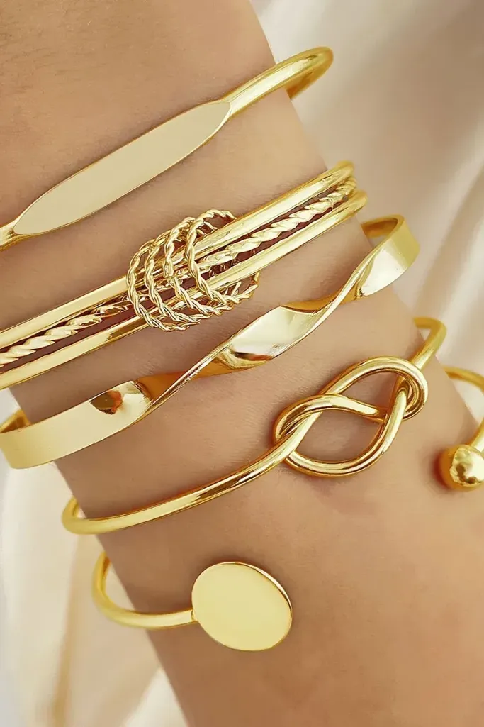Golden Elegance Set Of 5 Bracelets - Image 1