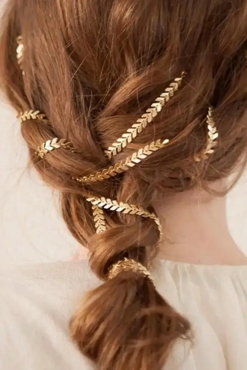 Golden Leafy Elegance Head Chain - NEWME