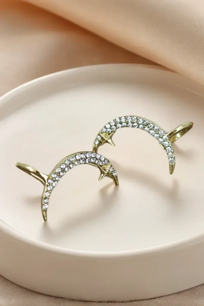 Golden Rhinestone Ear Cuffs - Image 1