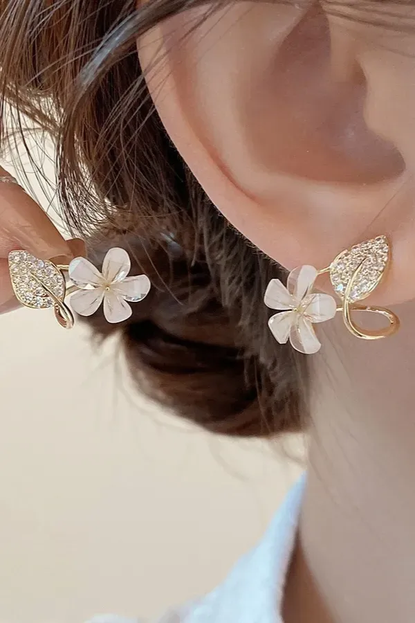 Golden Floral Chic Earrings - Image 1