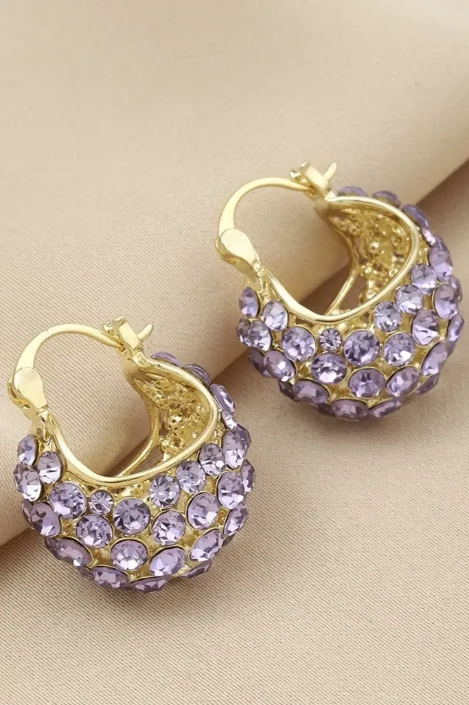 Lavender Amethyst Rhinestone Earrings - Image 1
