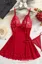 Red Lace V-Neck Babydoll