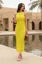 Yellow Halter Backless Maxi Dress