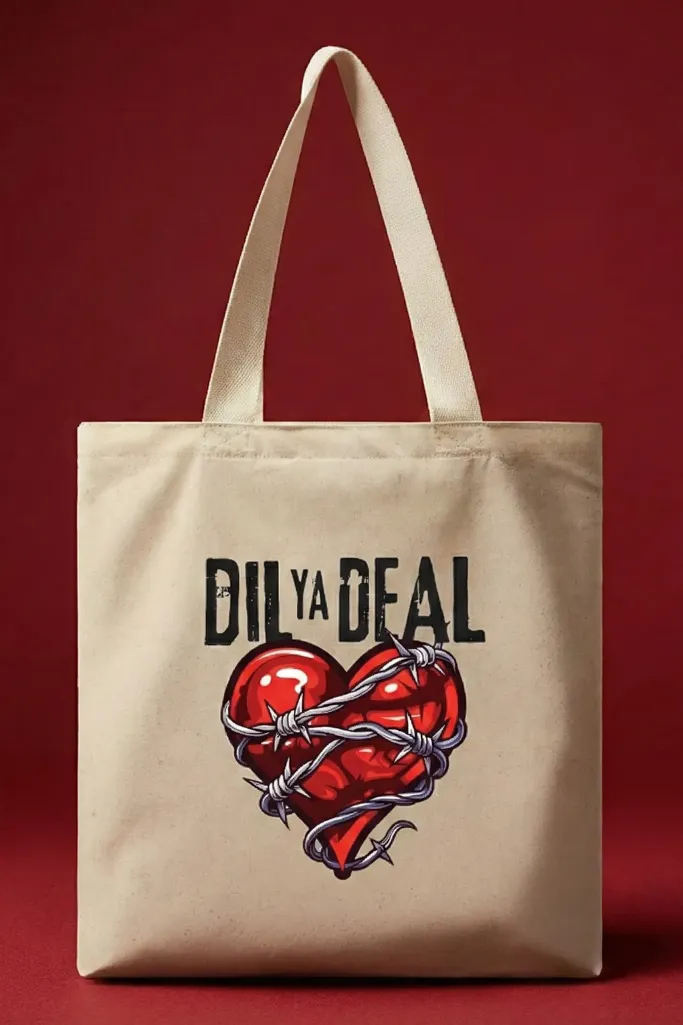 White Graphic Print Tote Bag - Image 1