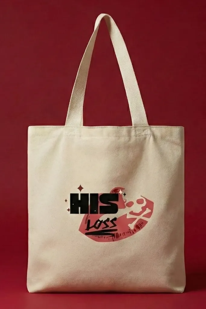 White Graphic Print Tote Bag - Image 1