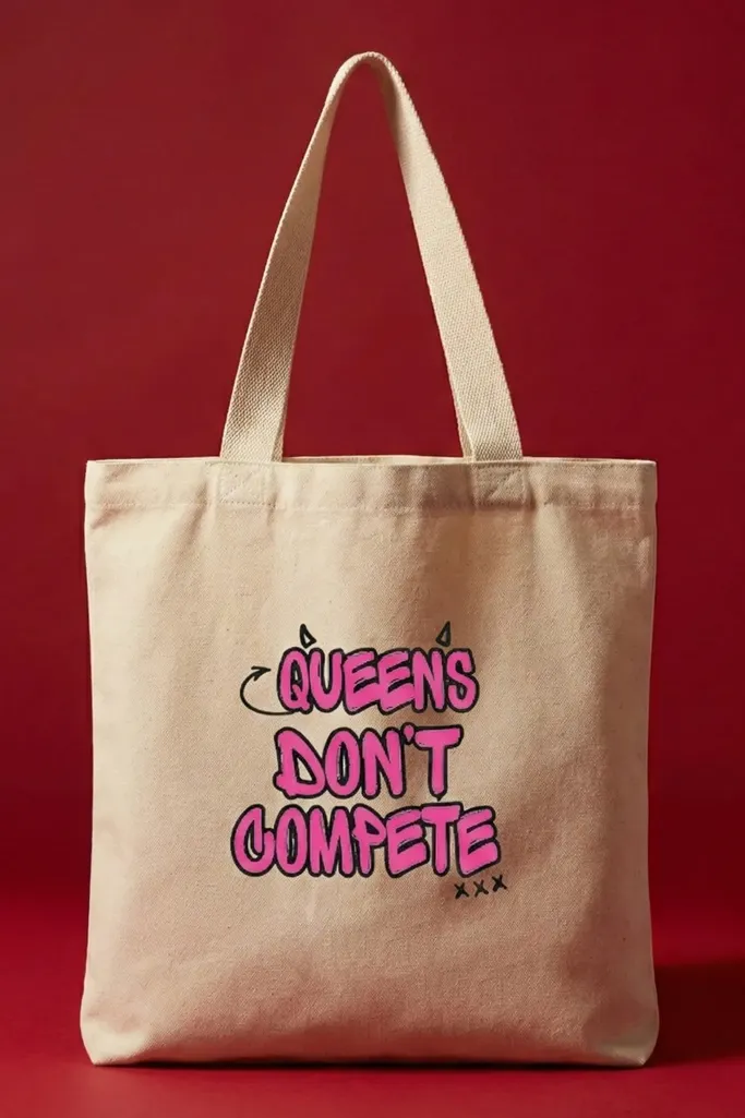 White Typography Tote Bag - Image 1