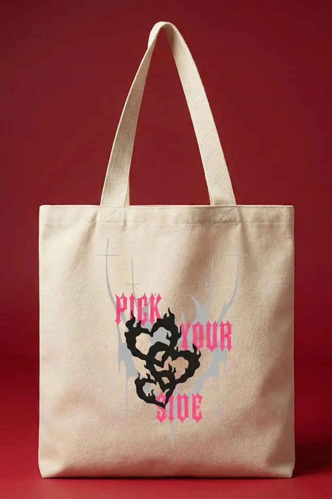 White Graphic Print Tote Bag - Image 1