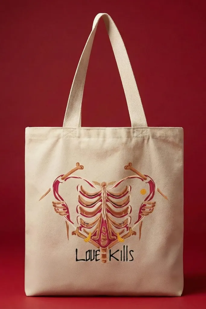 White Graphic Print Tote Bag - Image 1