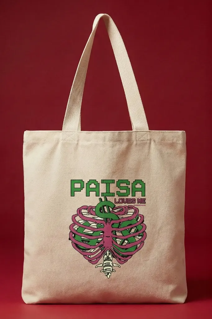White Graphic Print Tote Bag - Image 1
