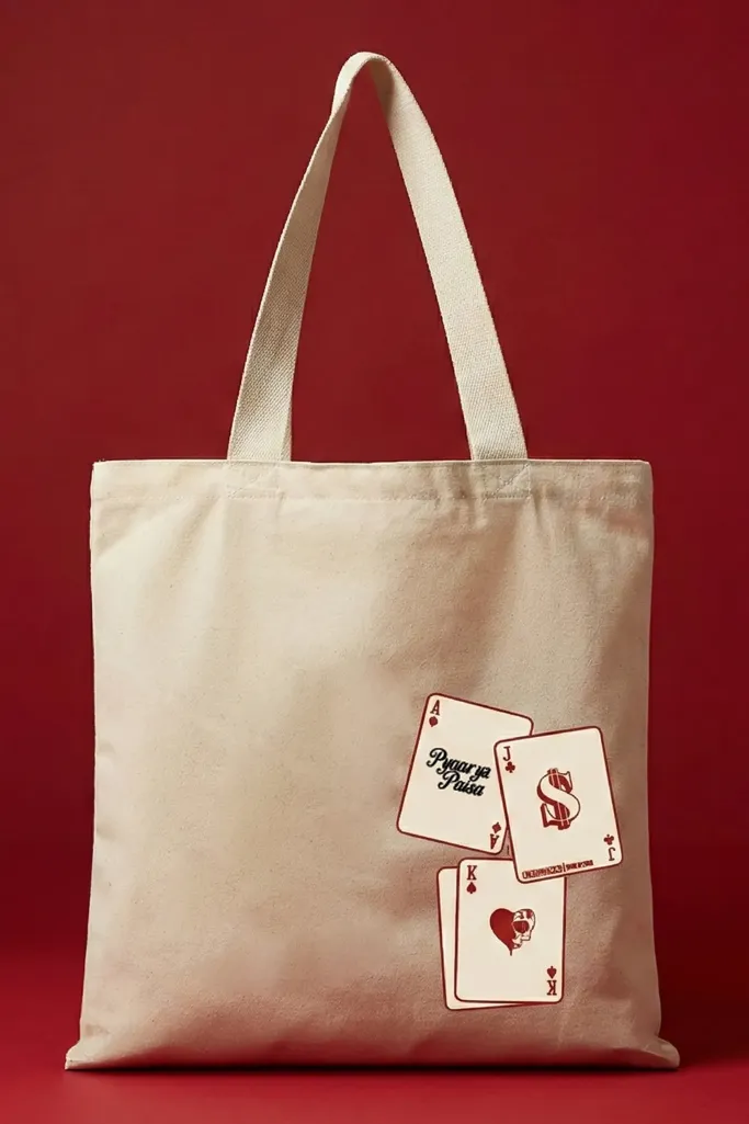 White Graphic Print Tote Bag - Image 1