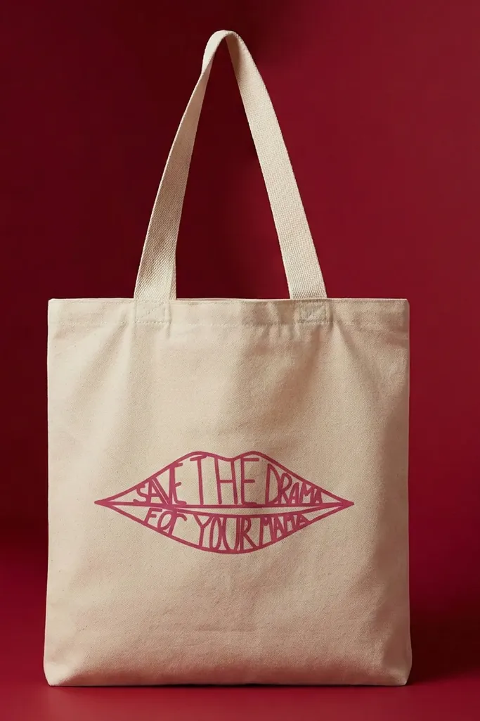 White Graphic Print Tote Bag - Image 1