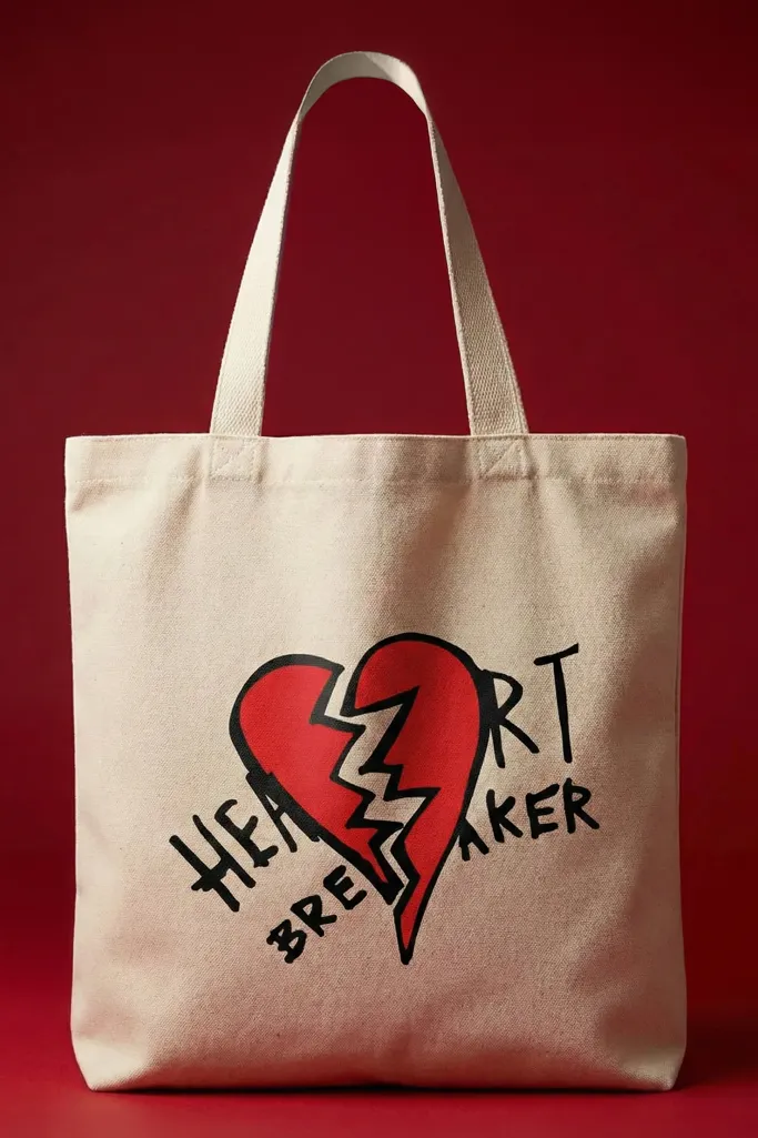 White Graphic Print Tote Bag - Image 1