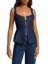 Navy Blue Zipper Denim Top