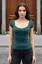 Teal Semi Sweetheart Neck Top