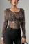 Brown Leopard Print Sheer Top