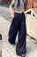 Dark Blue Mid Rise Wide Leg Jeans